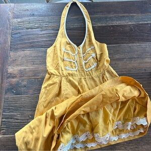 Anthropologie | Floreat Halter Dress in Mustard Size 4